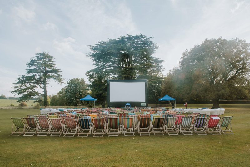 Open-air film screening at MK's Chicheley Hall